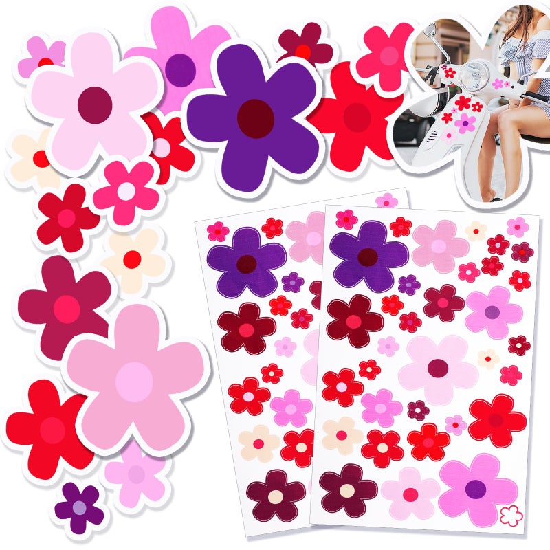Amabro 70 PCS Flowers Car Stickers Set Car Decals Bicycle Sticker Motorcycle Bus Scooter Vinyl Waterproof Stickers Outdoor for Window Journal Planner Laptop Luggage Decoration - Image 3