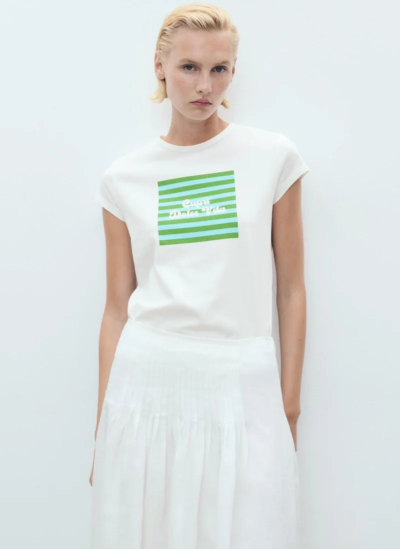 مانجو Printed Cotton-Blend T-Shirt