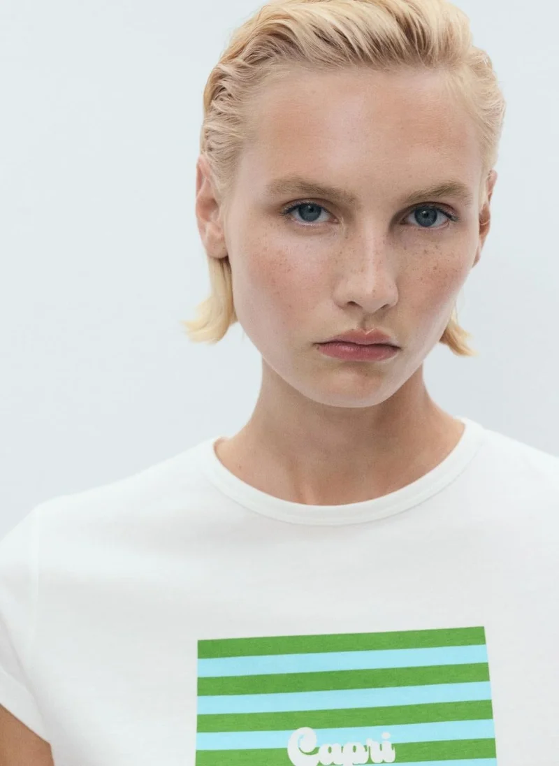 MANGO Printed Cotton-Blend T-Shirt