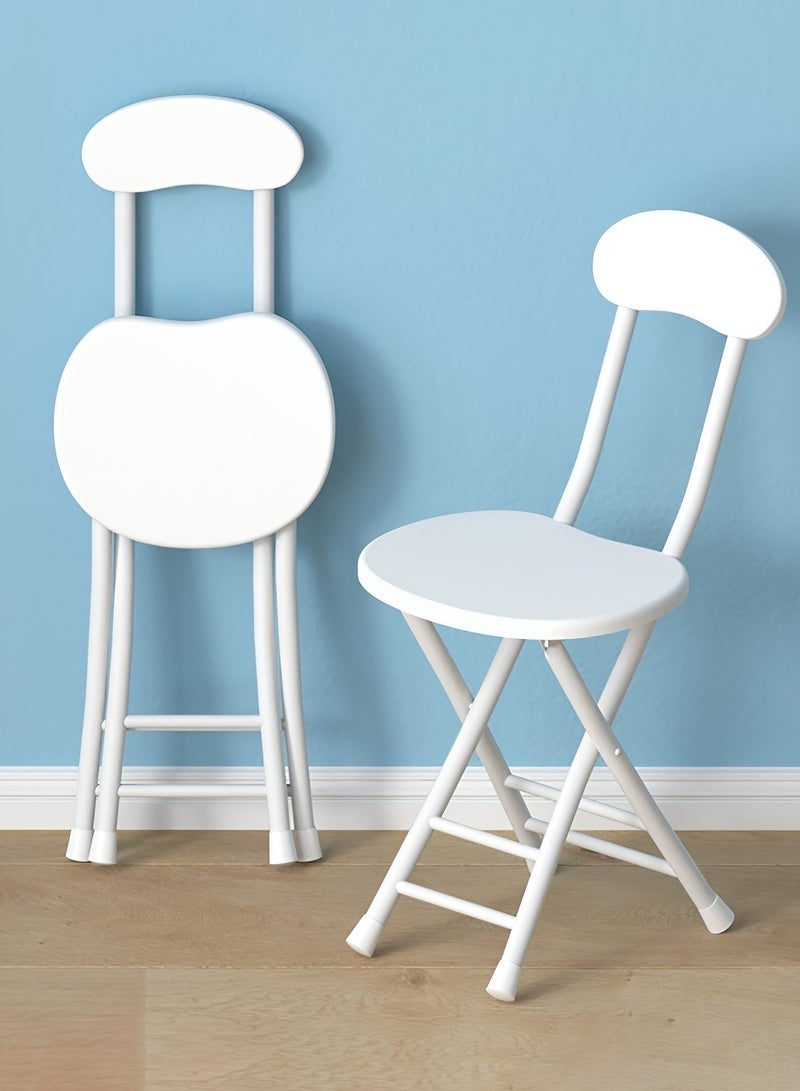 Taimi 5-Piece Dining Set, Rectangular Dining Table with Elegant Design 4 Chairs, Folding Table 100x60x74cm with 4 Folding Chairs with Metal Frame - White - Image 2