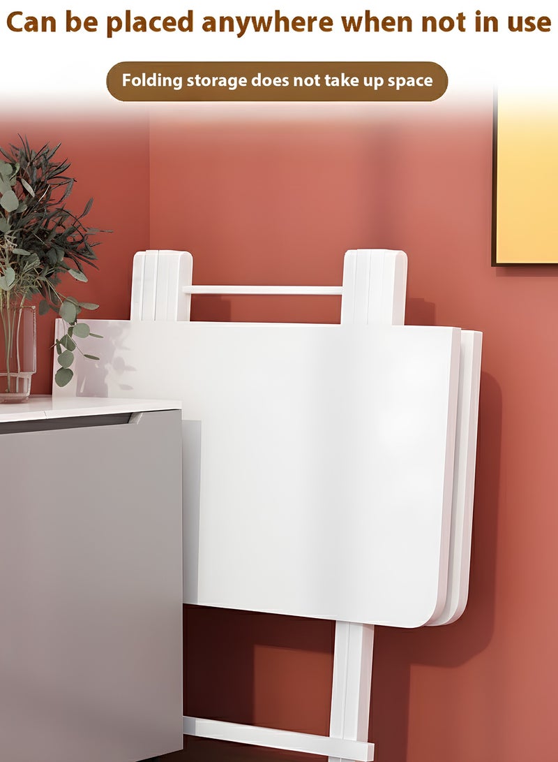 Taimi 5-Piece Dining Set, Rectangular Dining Table with Elegant Design 4 Chairs, Folding Table 100x60x74cm with 4 Folding Chairs with Metal Frame - White - Image 4