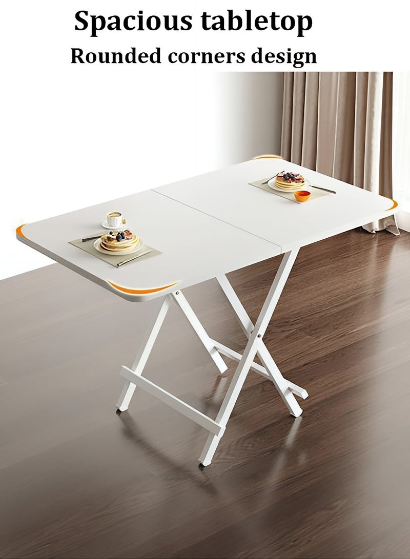 Taimi 5-Piece Dining Set, Rectangular Dining Table with Elegant Design 4 Chairs, Folding Table 100x60x74cm with 4 Folding Chairs with Metal Frame - White - Image 5