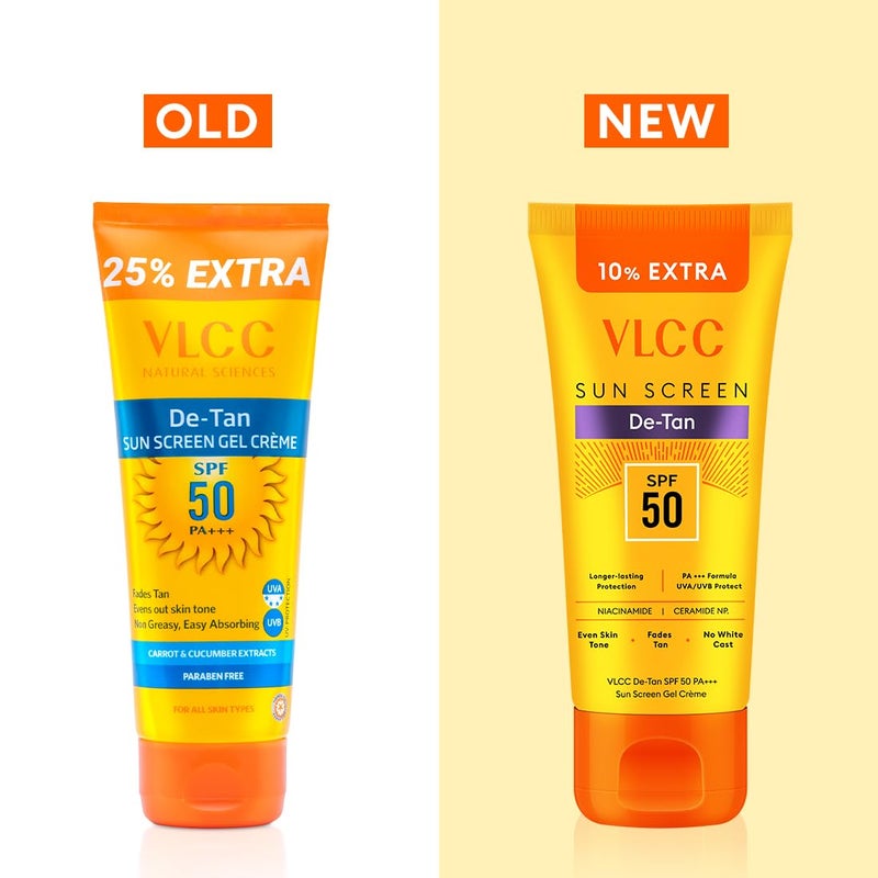 VLCC جل واقي الشمس VLCC DeTan SPF 50 PA 100 جرام 10 جرام مع مستخلصات الخيار والجزر والسكسفراجا يعزز الإشراق ويحمي من أشعة UVA وUVB ويساعد في تقليل البقع الداكنة - Image 2