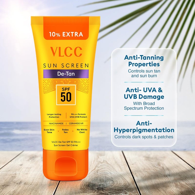 VLCC جل واقي الشمس VLCC DeTan SPF 50 PA 100 جرام 10 جرام مع مستخلصات الخيار والجزر والسكسفراجا يعزز الإشراق ويحمي من أشعة UVA وUVB ويساعد في تقليل البقع الداكنة - Image 4