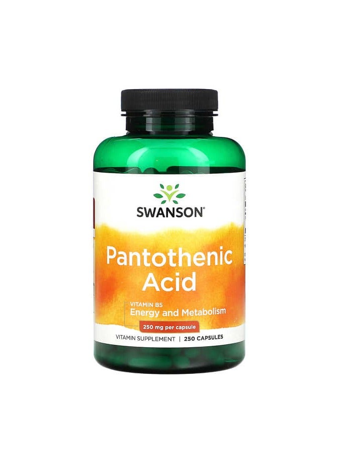 Pantothenic Acid with Vitamin B5, 250 mg, 250 Capsules