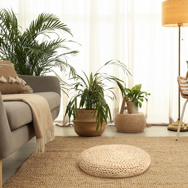 Barydat 6 Pcs Floor Cushions Round Large Pillow Seating Meditation Floor Pillow Boho Natural Woven Seat Cushion Japanese Tatami Cushion for Yoga Room Balcony Chair Pad, 15.75 Inch - Image 5