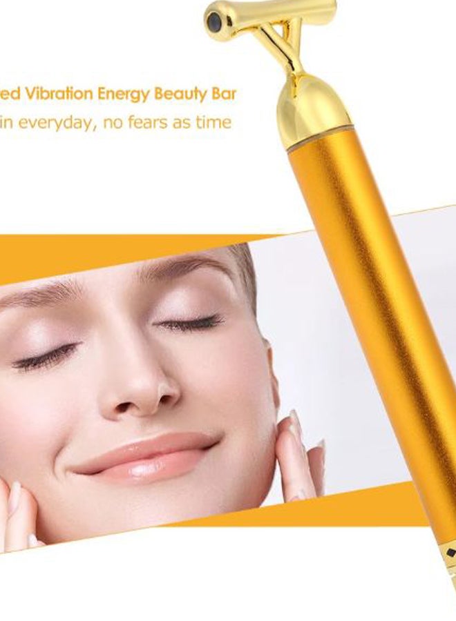 إسكدنيا عصا هزازة لتدليك الوجه مطلية بذهب عيار 24 قيراط ذهبي/ ذهبي وردي - Image 2