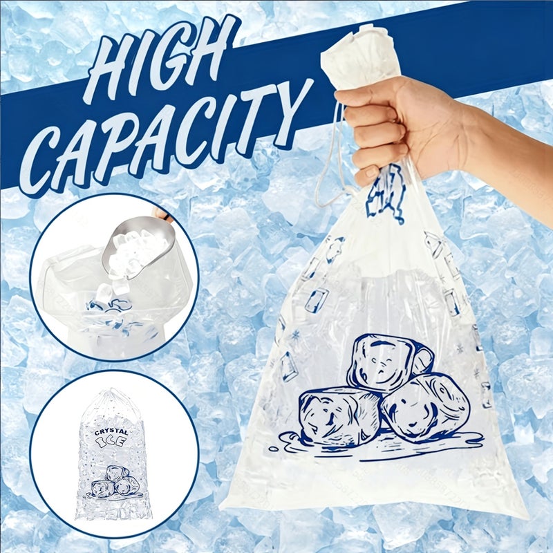 Heavy Duty Commercial Ice Bags 10 Lb Drawstring 11in X 19in 1.4 Mil Pack Of 50 - Image 1