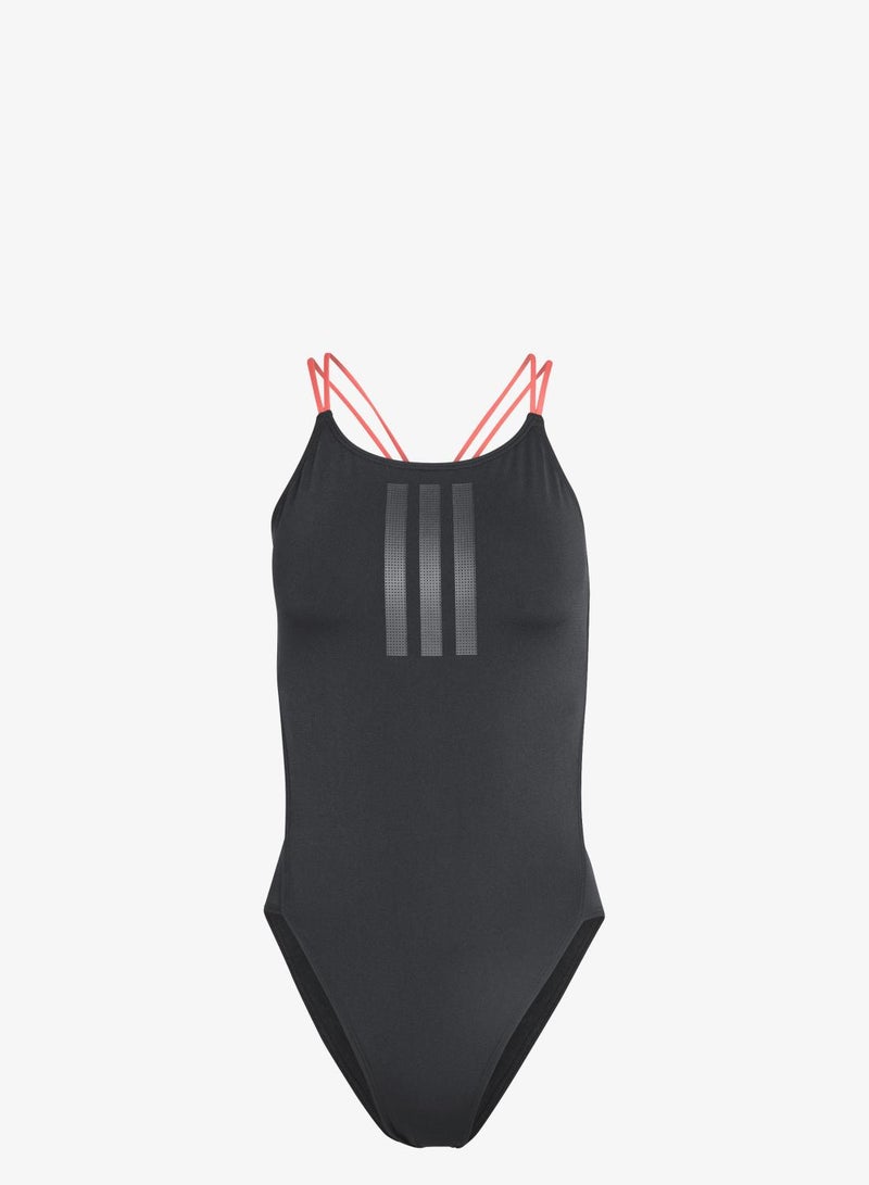 RIPSTREAM 3-STRIPES TIE BACK SWIMSUIT