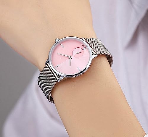 SENRUD Ultra Thin Simple Couples Watches His and Hers Stainless Steel Mesh Strap Pair Watch Gifts Set Men and Women Quartz Watches (Black) - Image 4