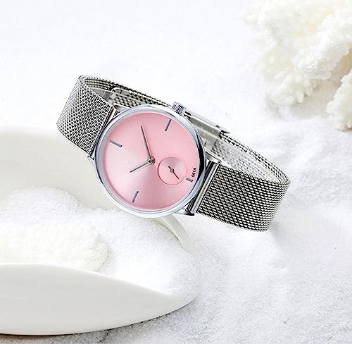 SENRUD Ultra Thin Simple Couples Watches His and Hers Stainless Steel Mesh Strap Pair Watch Gifts Set Men and Women Quartz Watches (Black) - Image 5