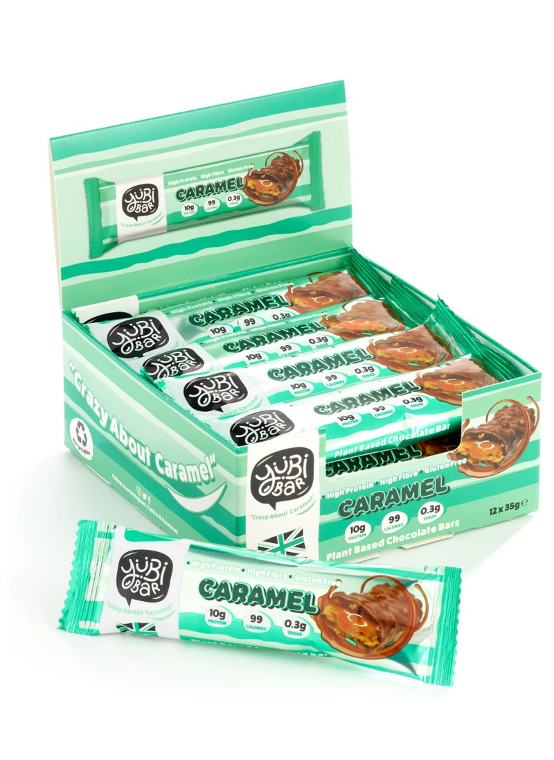YuBi Bar Yubi Bar Vegan Caramel Protein Bars – 12 x 35 g (Total 420 g) – 99 Calories, High Protein & Fibre, Low Sugar, Gluten & Dairy-Free Snack, Made in UK  - Image 1