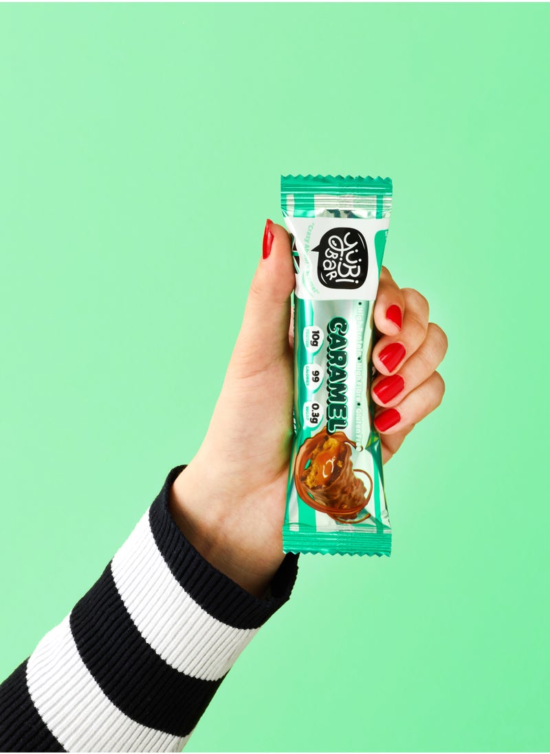 YuBi Bar Yubi Bar Vegan Caramel Protein Bars – 12 x 35 g (Total 420 g) – 99 Calories, High Protein & Fibre, Low Sugar, Gluten & Dairy-Free Snack, Made in UK  - Image 2