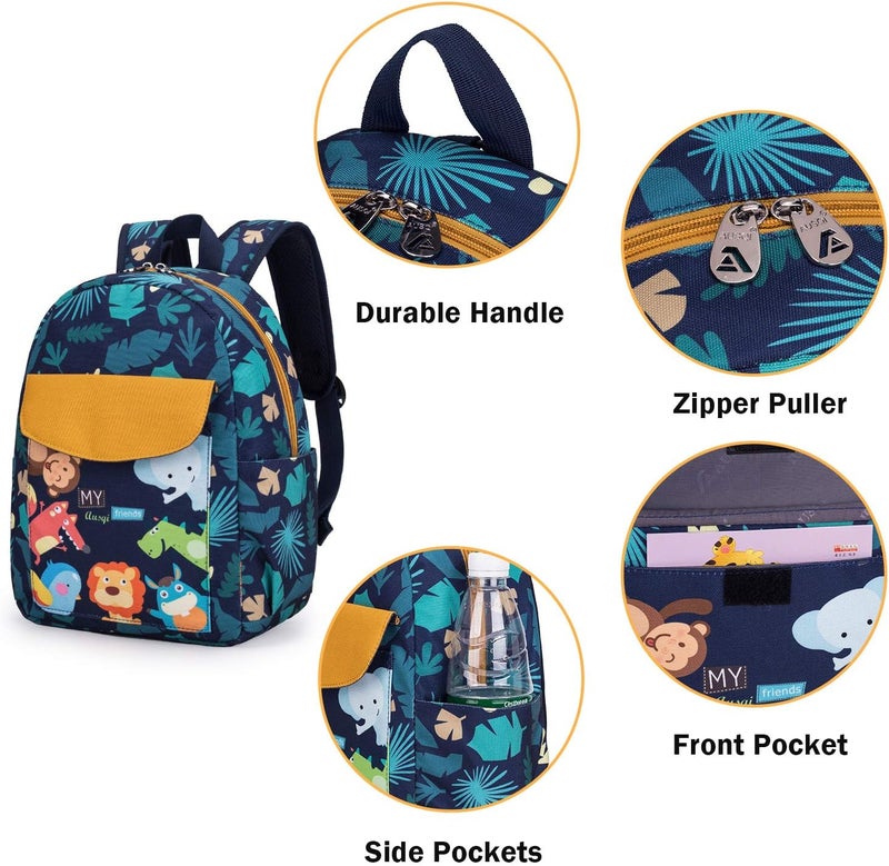 willikiva Cute Zoo Little 2d Backpack Kid Backpacks for Girls and Boys Toddler Backpack Waterproof Preschool Safety Harness Leash(Zoo) - Image 3
