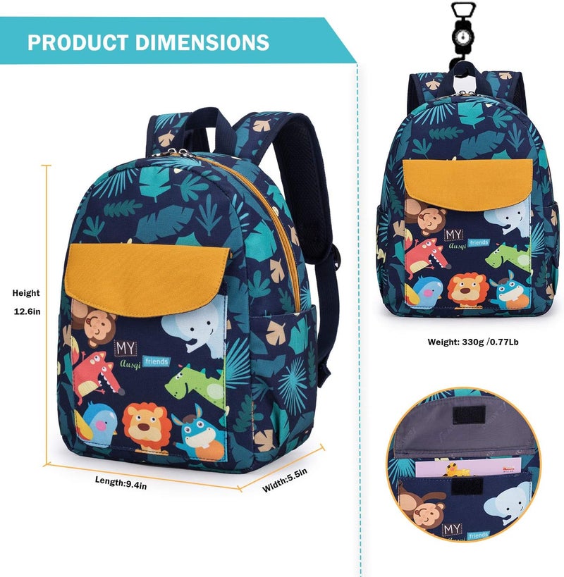 willikiva Cute Zoo Little 2d Backpack Kid Backpacks for Girls and Boys Toddler Backpack Waterproof Preschool Safety Harness Leash(Zoo) - Image 2