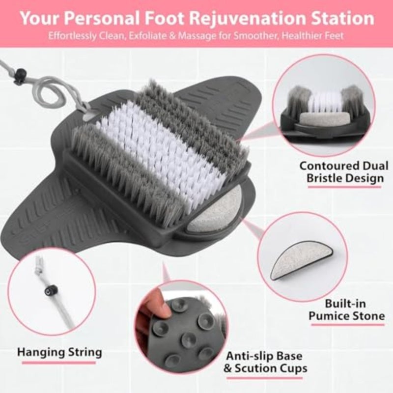Shower Foot Scrubber Mat with Pumice Stone - Cleans, Smooths and Removes Dead Skin on Foot Without Bending, Foot Callus Remover with Non-Slip Suction Cups, Foot Scraper for Shower and Bathtub - Image 2