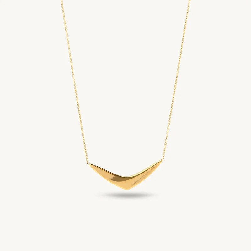 PALMONAS Minimal V Bar Necklace for Women | 18K Gold Plated, Waterproof & Anti-Tarnish