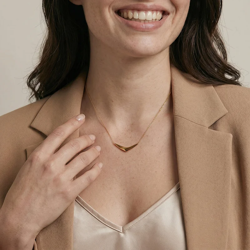 Palmonas  PALMONAS Minimal V Bar Necklace for Women | 18K Gold Plated, Waterproof & Anti-Tarnish for Women | Best Price UAE