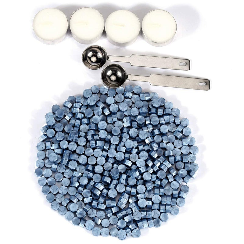 Yoption 360 Pcs Blue Sealing Wax Beads Set for Wax Seal Stamp with Candles and Melting Spoon - Image 3