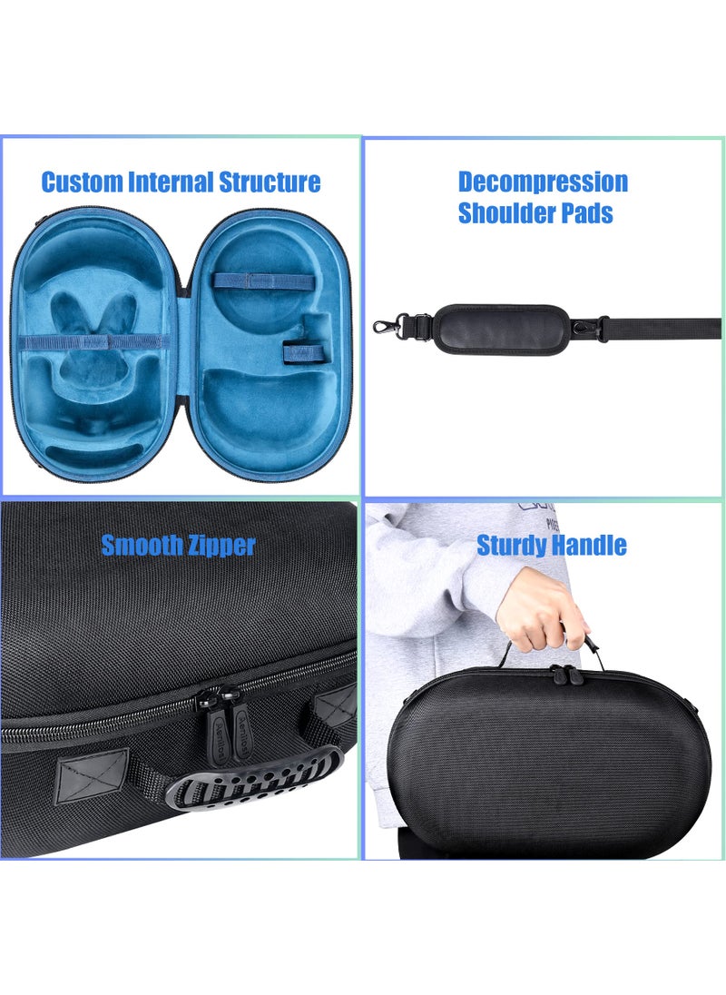 Aenllosi Hard Carrying Case Compatible with The Meta Oculus Quest 3/Pro VR Headset,Touch Controller,Charging Dock & Other Accessories(Black inner Blue,Case Only)