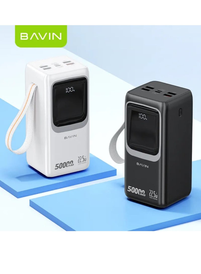 Bavin 50000mAh Power Bank Large Battery Capacity Multiple Inputs and Outputs Built-in LED Flashlight Large Digital Display and Hanging Lanyard for Charging Tablets, Cell Phones, Digital Cameras and Games Black - Image 5