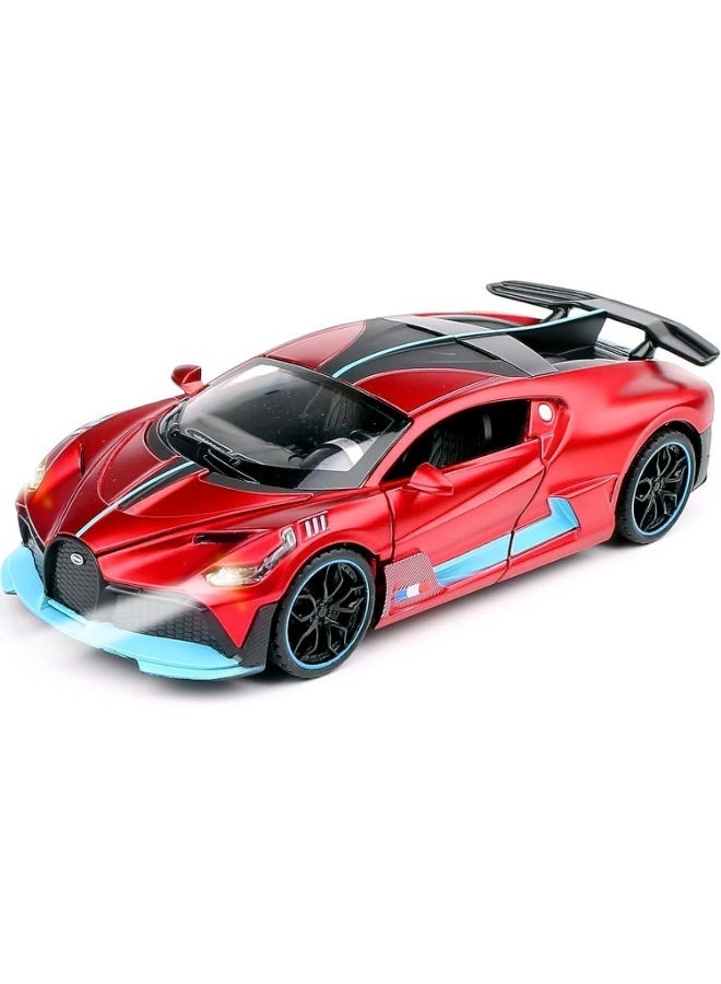 Dexo 1:32 Bugatti Divo Die-Cast Toy Car with Light & Sound – Pull Back Metal Model Car with Openable Doors, Realistic Sports Car for Kids (3+ Years, Red) - Image 3