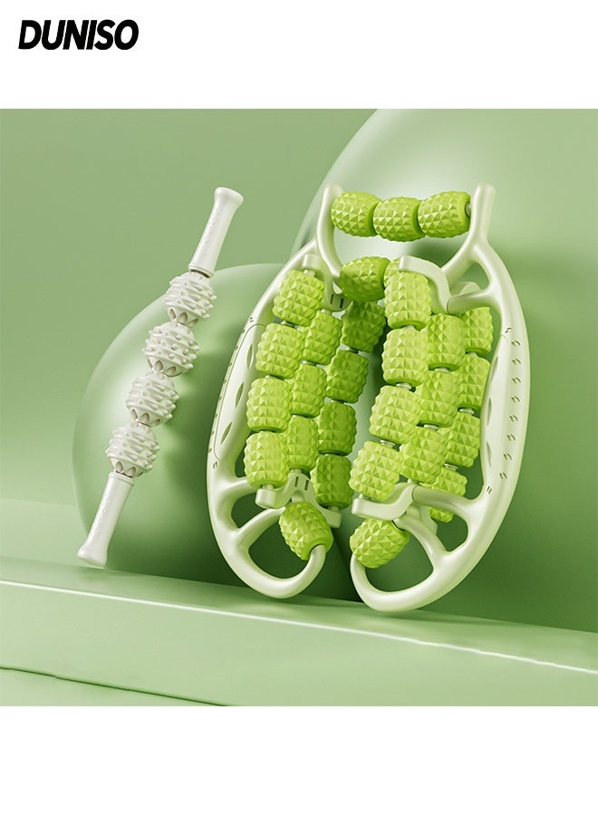 DUNISO 2Pcs Cellulite Massager Set Multifunctional Body Sculpting Muscle Massage Massager Roller Ring with Fascia Massage Roller Stick Manual 360° Deep Massager Anti-Cellulite Body Contouring and Shaping for Leg, Neck,Calves, Arm,Thighs, Back - Image 1