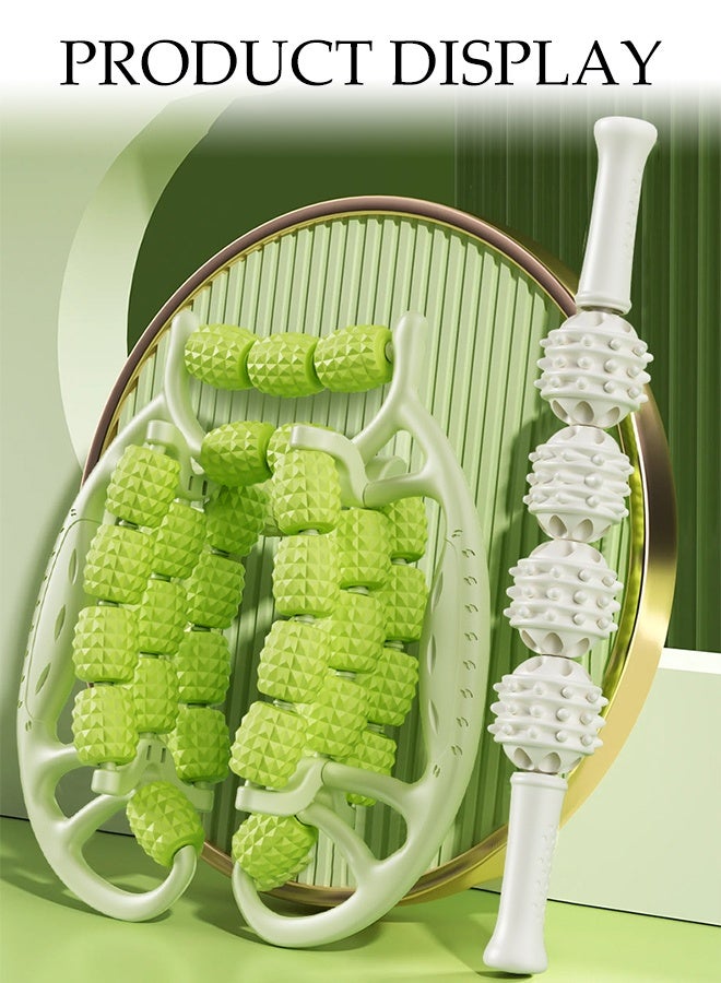 DUNISO 2Pcs Cellulite Massager Set Multifunctional Body Sculpting Muscle Massage Massager Roller Ring with Fascia Massage Roller Stick Manual 360° Deep Massager Anti-Cellulite Body Contouring and Shaping for Leg, Neck,Calves, Arm,Thighs, Back - Image 3