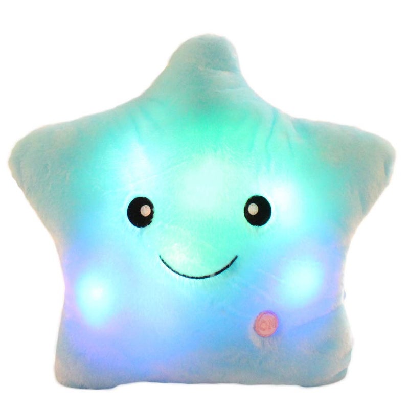 sofipal LED Twinkle Star Shaped Plush Pillow Creative Night Light Glowing Cushions Plush Stuffed Toys Gifts for Kids Decoration Blue - Image 2