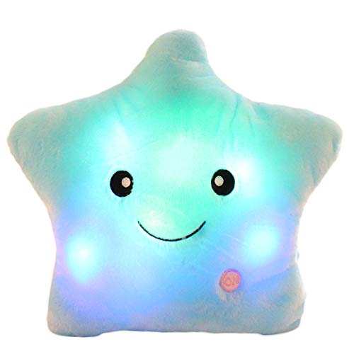 sofipal LED Twinkle Star Shaped Plush Pillow Creative Night Light Glowing Cushions Plush Stuffed Toys Gifts for Kids Decoration Blue - Image 1