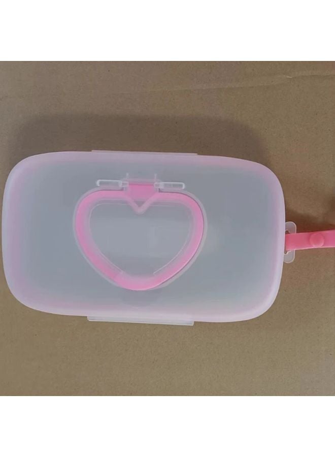 علبة تخزين سفر وردية لموزع المناديل المبللة المحمول بغطاء على شكل قلب - Image 1