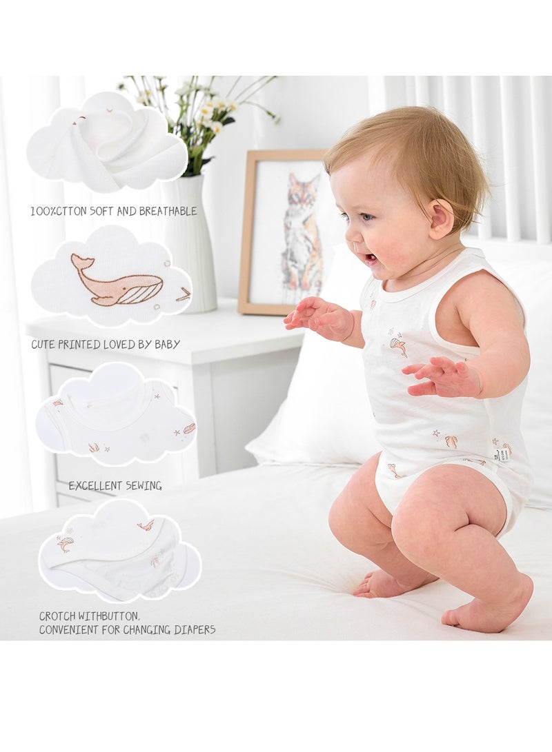 Miracle Baby 3PCS Set 100% Cotton Baby Sleeveless Bodysuits Soft And Breathable Baby Clothing - Image 3