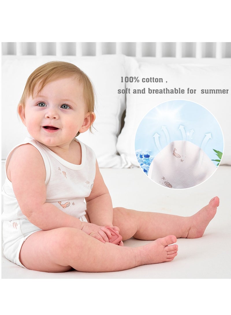 Miracle Baby 3PCS Set 100% Cotton Baby Sleeveless Bodysuits Soft And Breathable Baby Clothing - Image 4