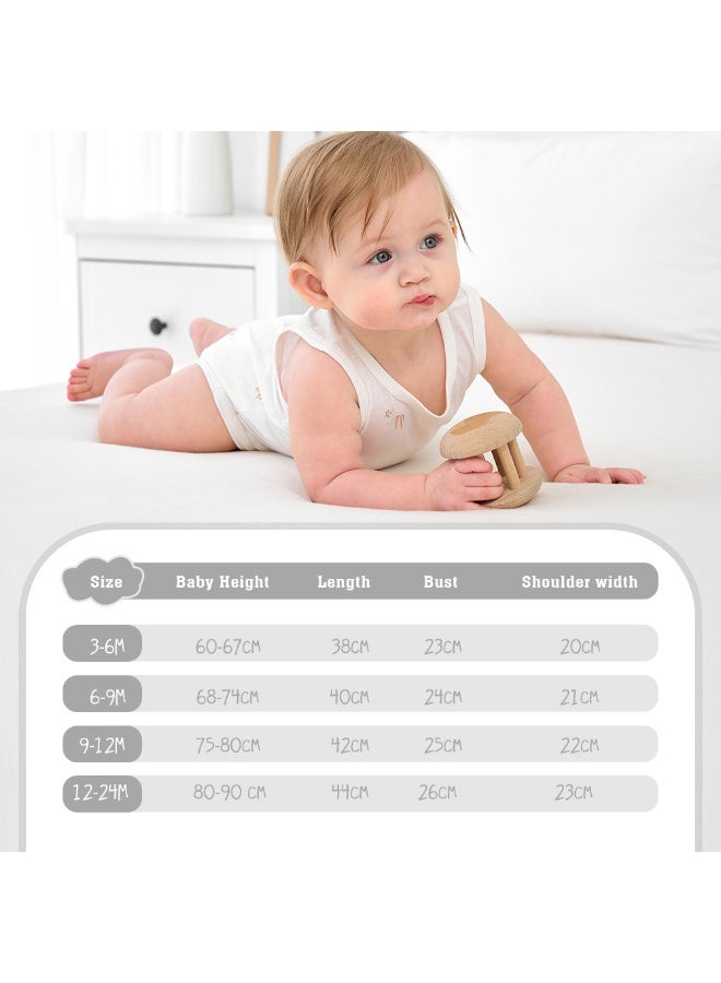Miracle Baby 3PCS Set 100% Cotton Baby Sleeveless Bodysuits Soft And Breathable Baby Clothing - Image 2