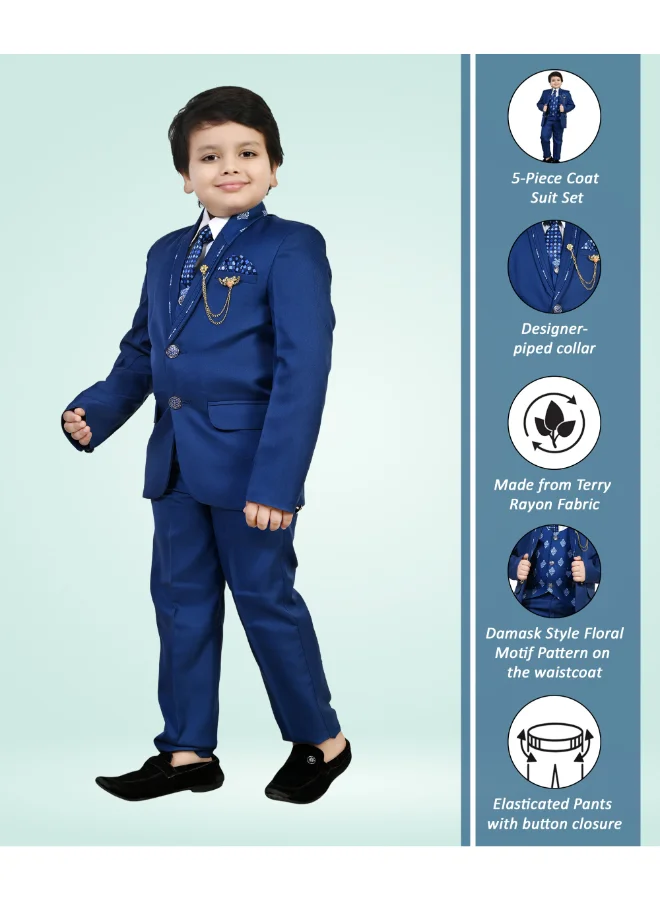 BT DEZINES Royal Blue 5-Piece Suit Set for Boys