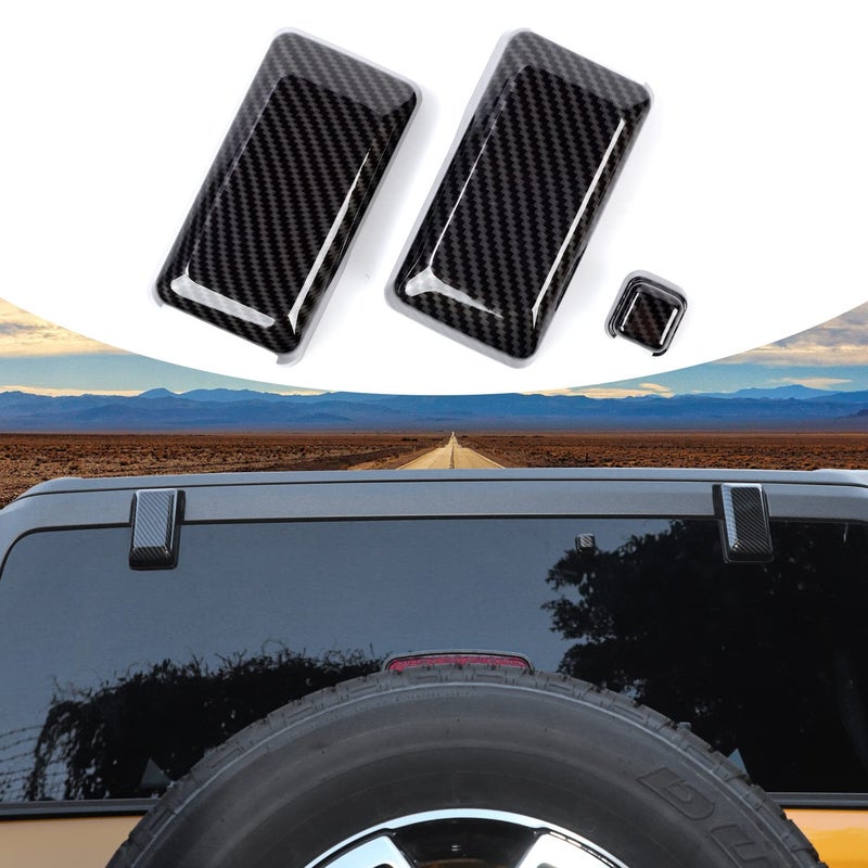 Jimen Compatible with Ford Bronco 20212023 3PCS Tailgate Rear Window Hinge Liftgate Glass Hinge Cover Exterior Trim Accessories Carbon Fiber