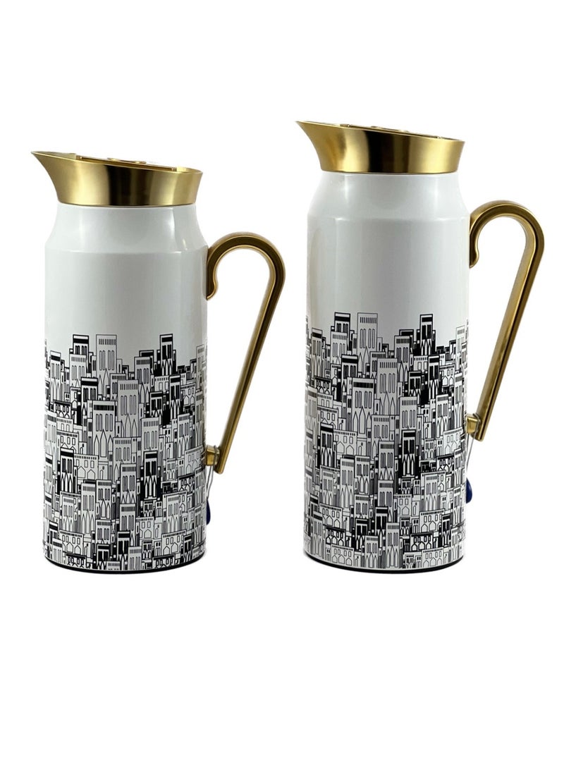 Home Maker طقم زجاجات حرارية من قطعتين – 0.75 لتر و 1 لتر – هيكل من الفولاذ المقاوم للصدأ مع عزل زجاجي داخلي - Image 4