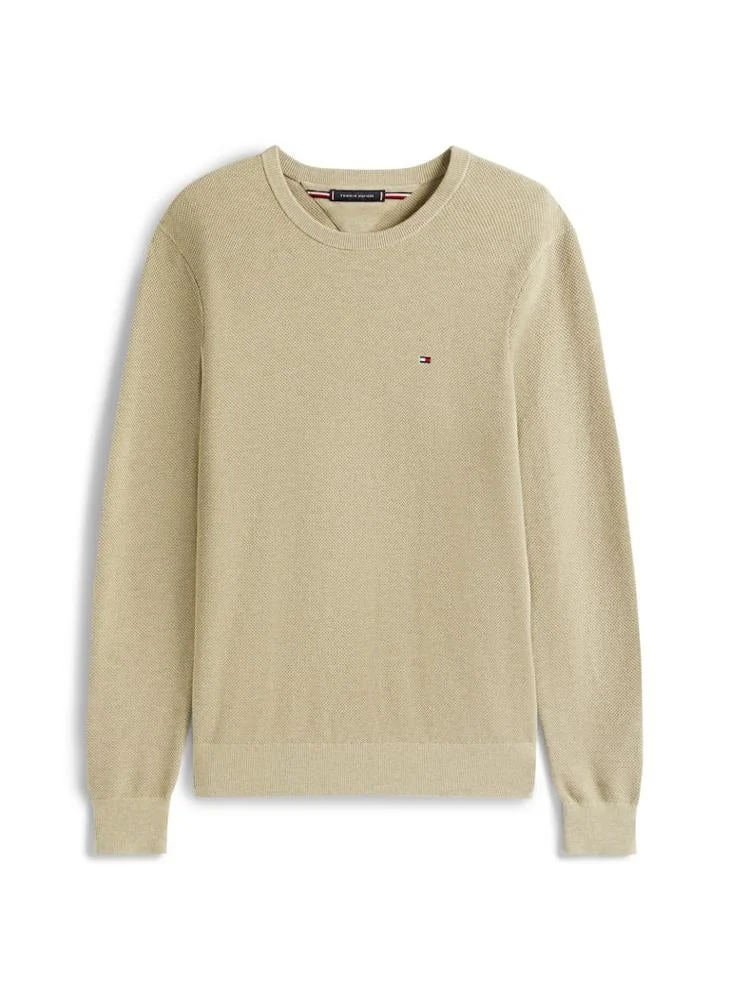 TOMMY HILFIGER Flag Embroidery Textured Crew Neck Jumper