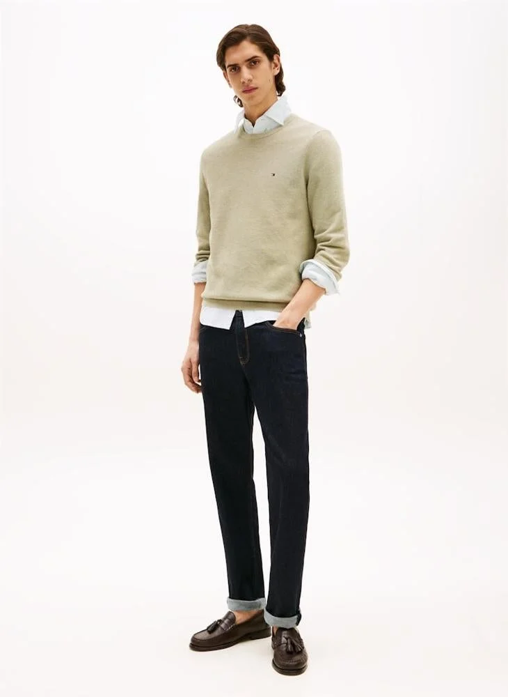TOMMY HILFIGER Flag Embroidery Textured Crew Neck Jumper