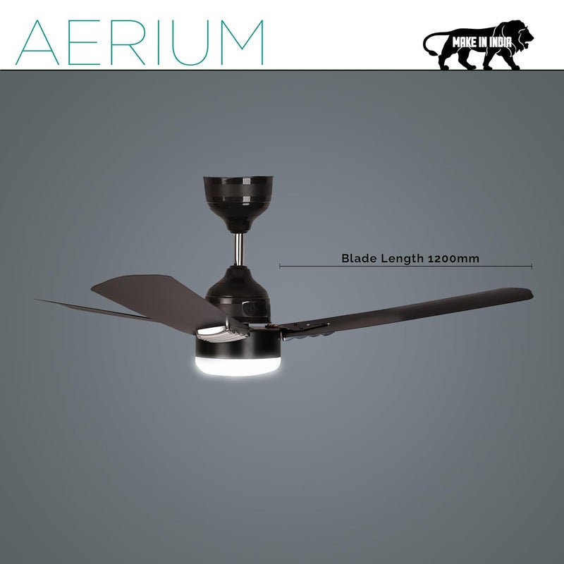 AERIUM مروحة سقف AERIUM BLDC مع جهاز تحكم عن بعد 1200 مم كفاءة في استهلاك الطاقة تدفق هواء عالي ضمان 5 سنوات أضواء LED قابلة للتعتيم سوداء - Image 5