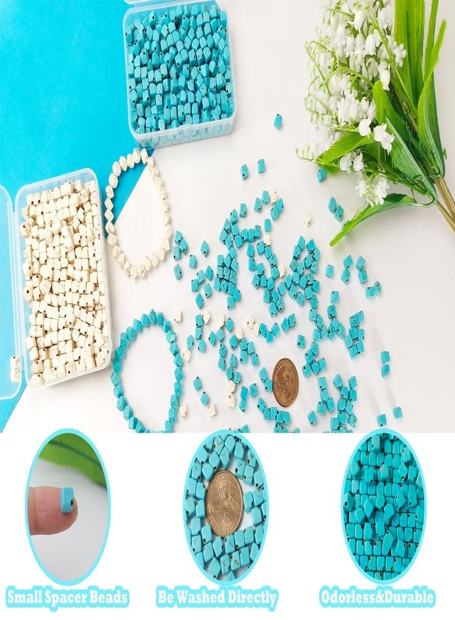 PAMIR TONG 6mm Turquoise Square Beads Bulk for Jewelry Making 300pcs Natural Stone Cube Space Beads for Lanyard, Garland Keychain, DIY Handmade Craft, Necklace, Bracelet Supplies - Image 4