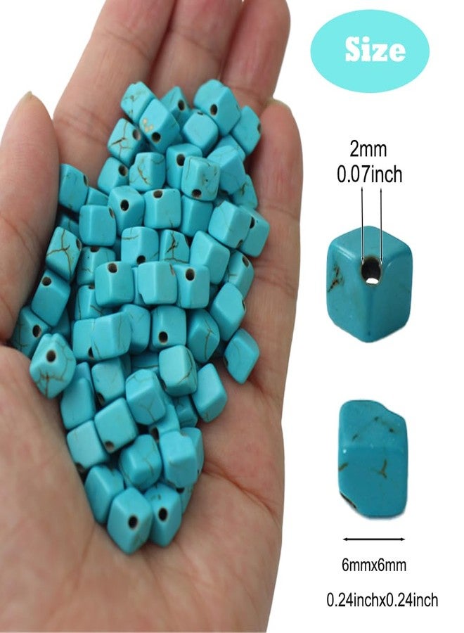 PAMIR TONG 6mm Turquoise Square Beads Bulk for Jewelry Making 300pcs Natural Stone Cube Space Beads for Lanyard, Garland Keychain, DIY Handmade Craft, Necklace, Bracelet Supplies - Image 2