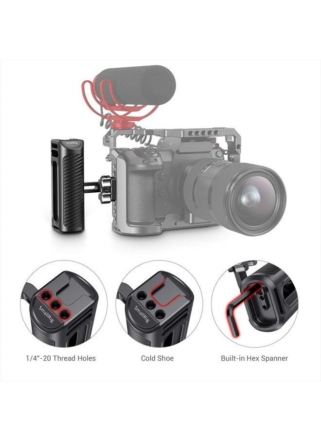 SMALLRIG - Universal Aluminum Side Handle Grip for DSLR Camera Cage with Cold Shoe Mount Built-in Wrench, 1/4 Threaded Holes - HSS2425 - Image 1