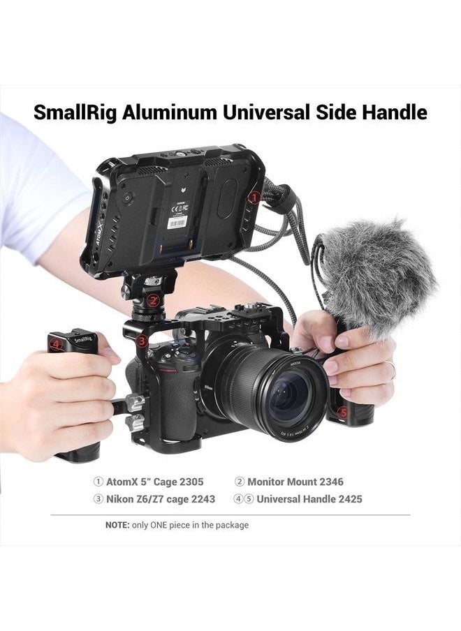SMALLRIG - Universal Aluminum Side Handle Grip for DSLR Camera Cage with Cold Shoe Mount Built-in Wrench, 1/4 Threaded Holes - HSS2425 - Image 1