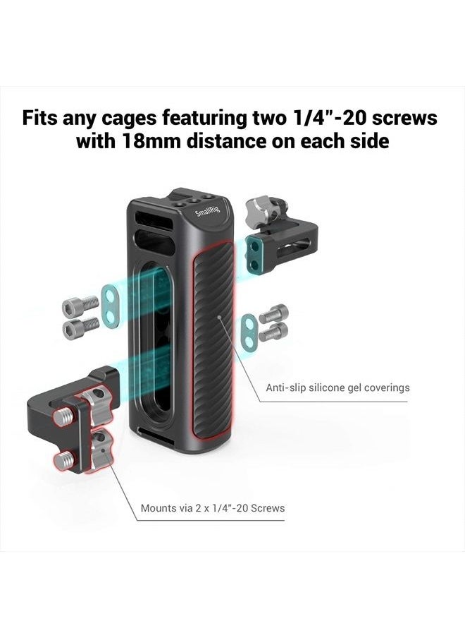 SMALLRIG - Universal Aluminum Side Handle Grip for DSLR Camera Cage with Cold Shoe Mount Built-in Wrench, 1/4 Threaded Holes - HSS2425 - Image 1
