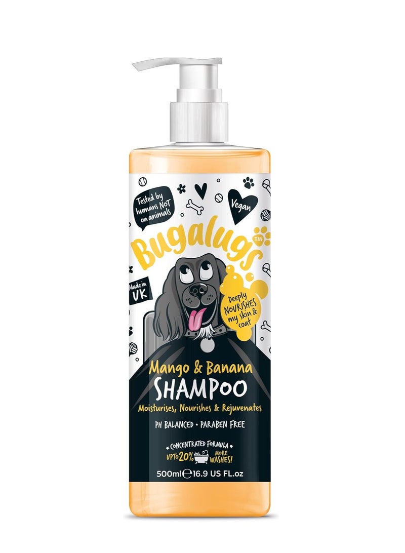 BUGALUGS Dog Shampoo Tropical Mango and Banana dog grooming shampoo products for smelly dogs with fragrance best puppy shampoo professional groom Vegan pet shampoo and conditioner 500ml - Image 1
