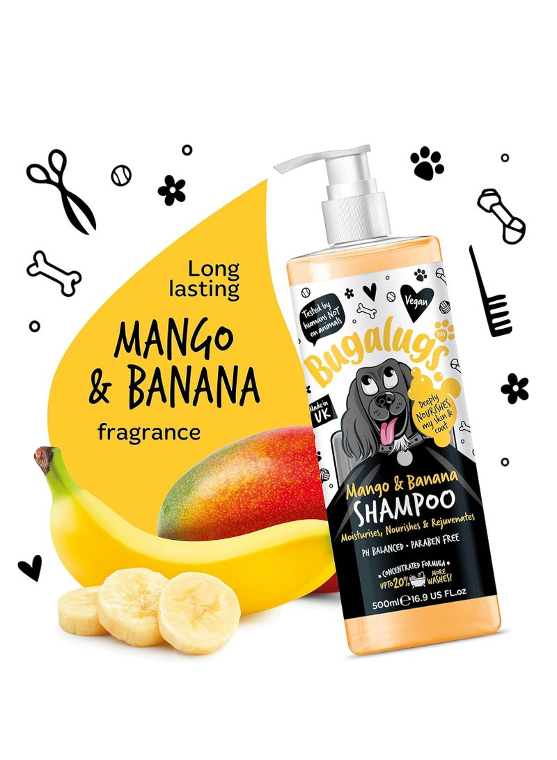 BUGALUGS Dog Shampoo Tropical Mango and Banana dog grooming shampoo products for smelly dogs with fragrance best puppy shampoo professional groom Vegan pet shampoo and conditioner 500ml - Image 3