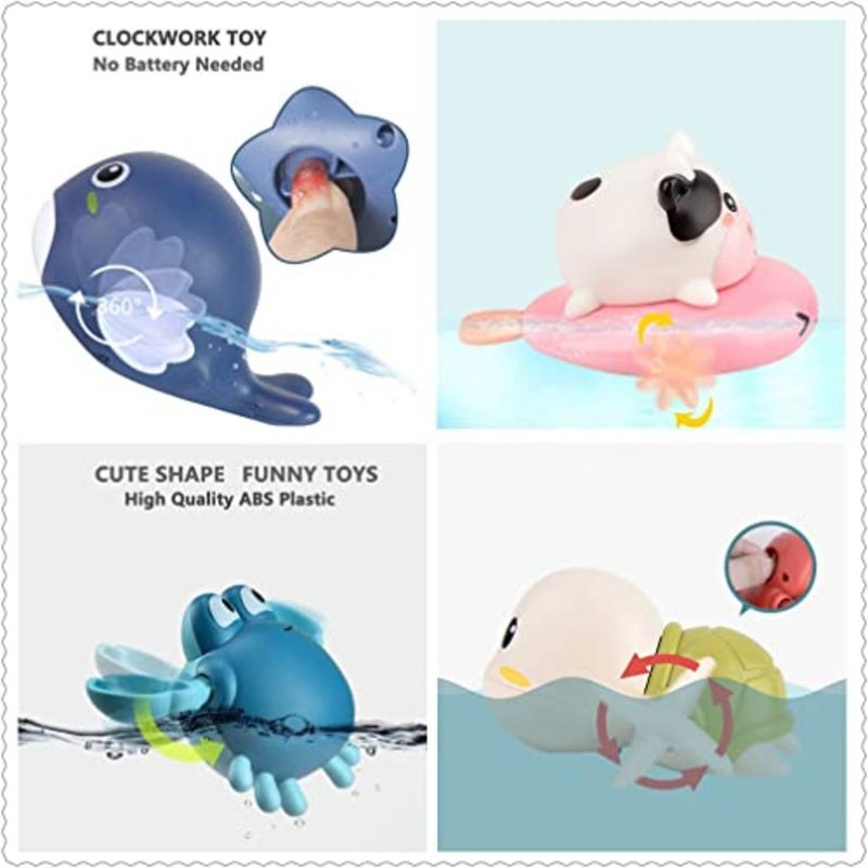 Bath Toy, Cute Animal Clockwork Bathtub Swimming Pool Toy, Baby Bath Toys for Toddlers 1-3, Boys and Girls Water Bath Toy Set, 5 Pack - Image 4
