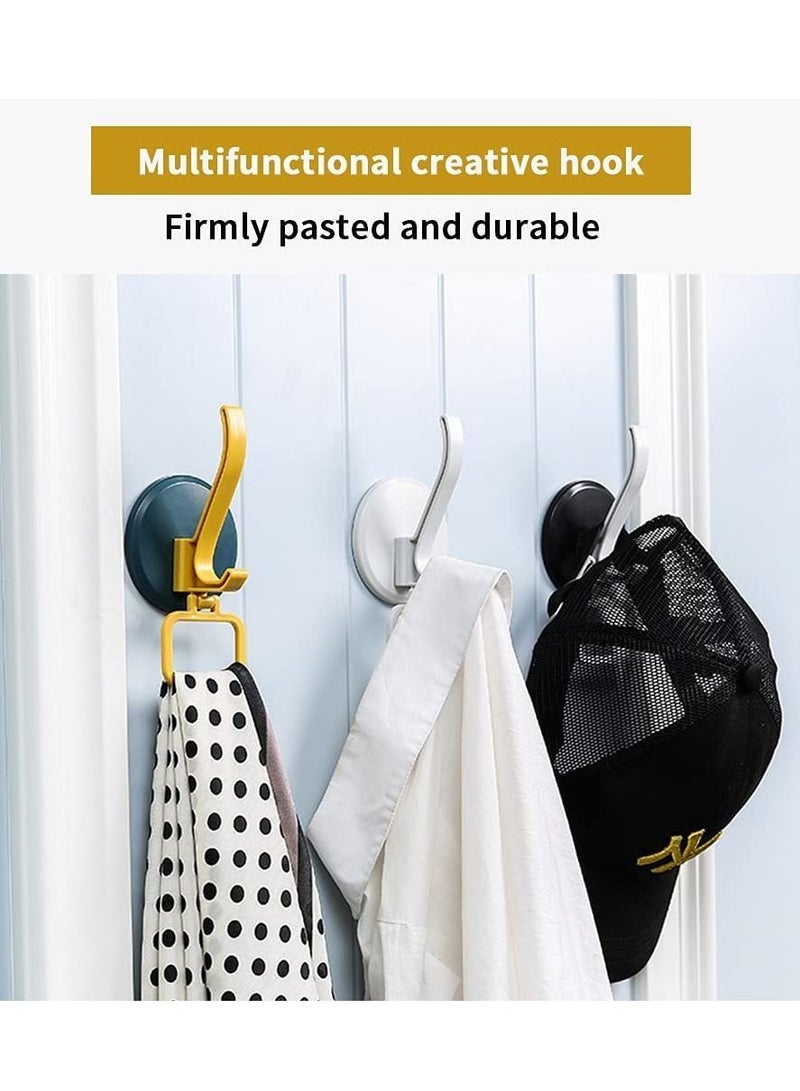 Self Adhesive Hooks Heavy Duty Bathroom Door Office Home Kitchen Stick on for Hanging Coats Towels Keys Waterproof, No Drill Glue Needed - 3 Pack (White Blue Black)  - Image 3