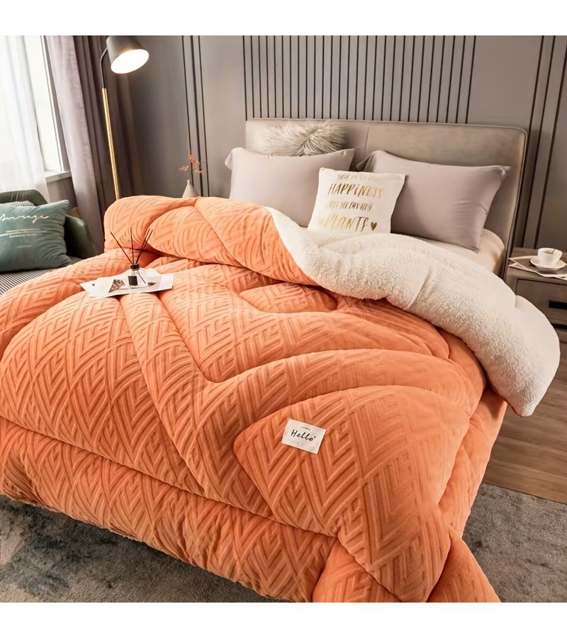 Pink Series Milk Velvet Quilt Winter Thick Warm Duvet Instant Warmth Soft Touch Comfortable Bedroom Decor 53 15 By 78 74 Inch - Image 5